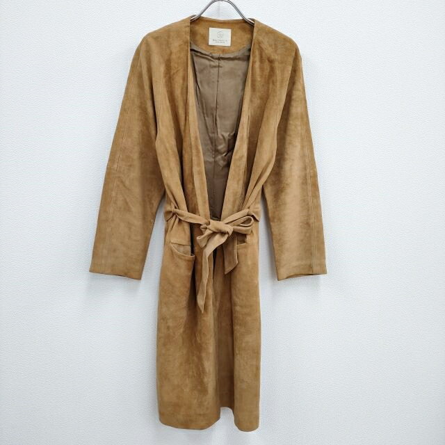 BEAUTY&YOUTH UNITED ARROWS スウェードコート 羊革 レザー ガウン 羽織 コート ブラウン レディース ビューティアンドユース【中古】3-1017T