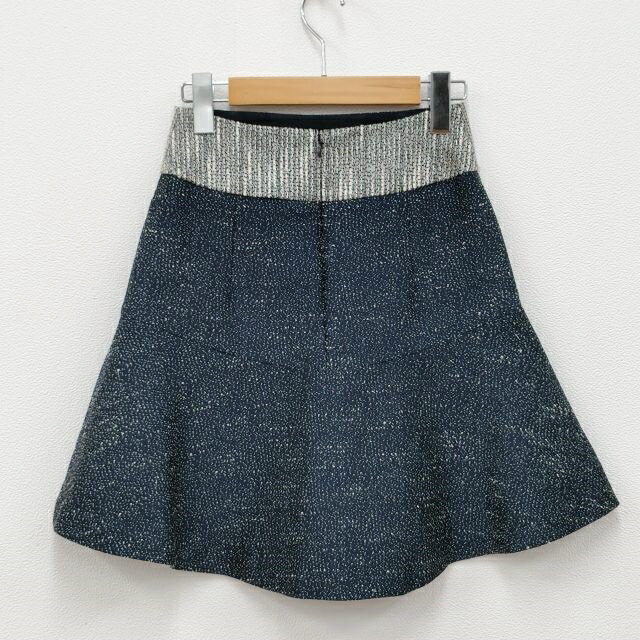 mame プリーツスカート MM15AW-SK036 サイズ1 ミニスカート ネイビー ホワイト ブラック レディース マメクロゴウチ【中古】3-0213M