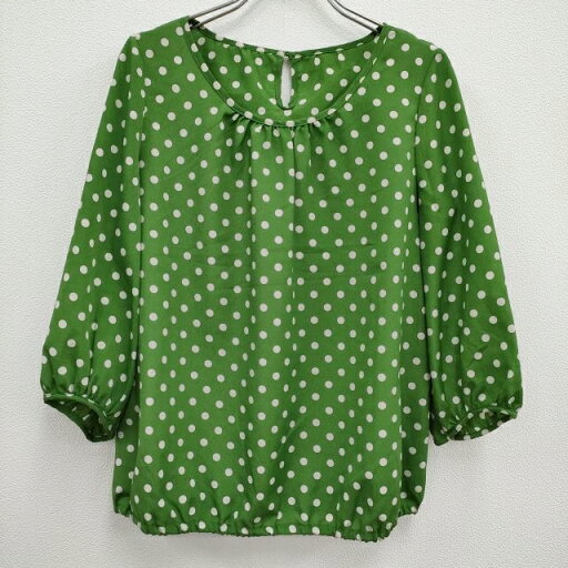 Liesse A0125FB212 ドット ブラウス シャツ グリーン グレー レディース リエス【中古】4-0714M Liesse A0125FB212 ドット ブラウス シャツ グリーン グレー レディース リエス【中古】4-0714M