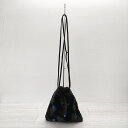 Casselini キャセリーニ フェイクファー スパンコール ビーズ 花 肩掛け 巾着バッグ ブラック ブルー レディース【中古】3-1103T