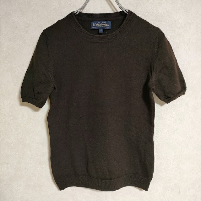 Brooks Brothers 半袖 ウール サイズM ニット ブラウン レディース ブルックスブラザーズ【中古】3-1117T