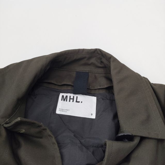 MHL. PROOFED COTTON NYLON TWILL ダウンライナー付き 定価58300円 サイズ0 ステンカラーコート カーキ レディース エムエイチエル【中古】3-1108A