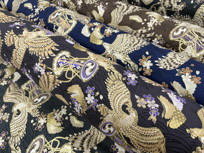 和柄生地 着物風 鷹 鷲 シーチング 【和柄 生地 布地】