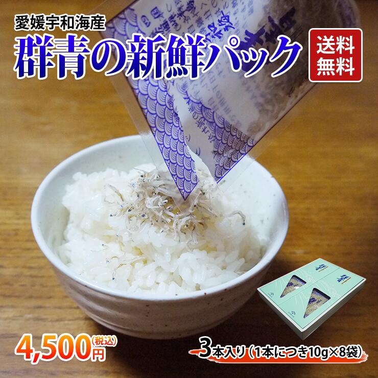 【送料無料】贈答用:群青の新鮮パック【水晶ちりめん3本入り(1本につき10g×8本)】便利な小分けパック!