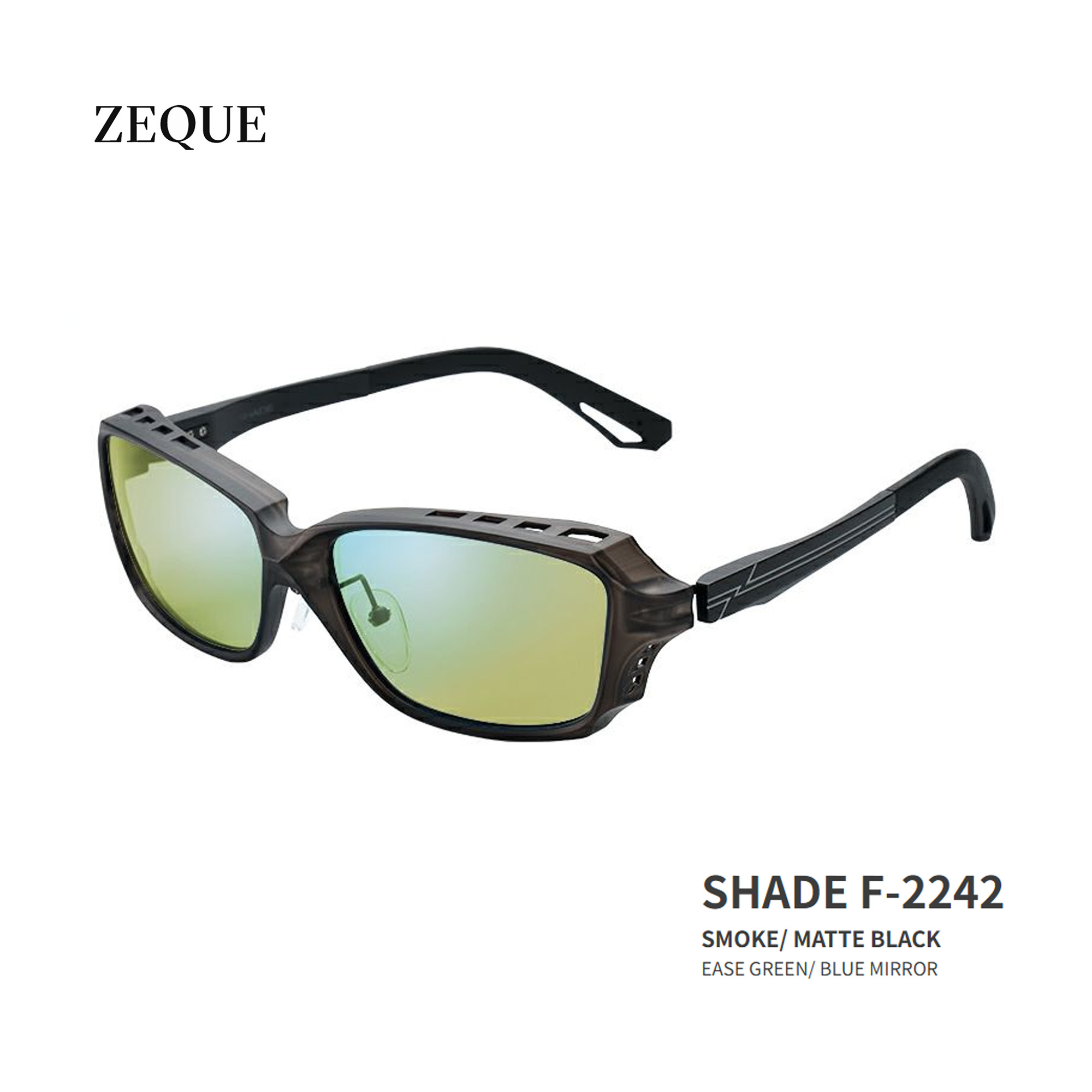 ■SHADE F-2242　Zeque / ゼクー　偏光サングラススモーク/マットブラック　タレックス　グレンフィール..