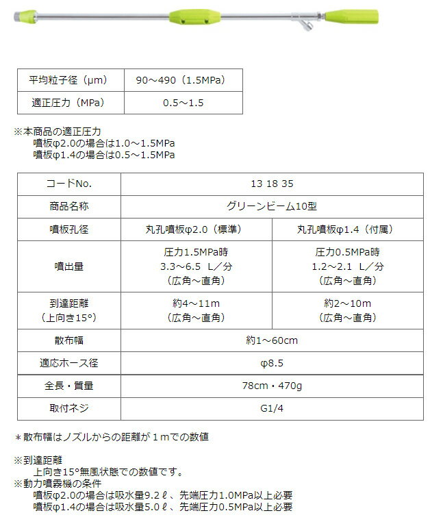 ヤマホ■グリーンビーム10型　鉄砲噴口　131835　果樹・樹木　立木　街路樹　野菜　庭木 散布　フンコウ YAMAHO 防除　霧　噴霧 　手元霧調整　機械屋 2