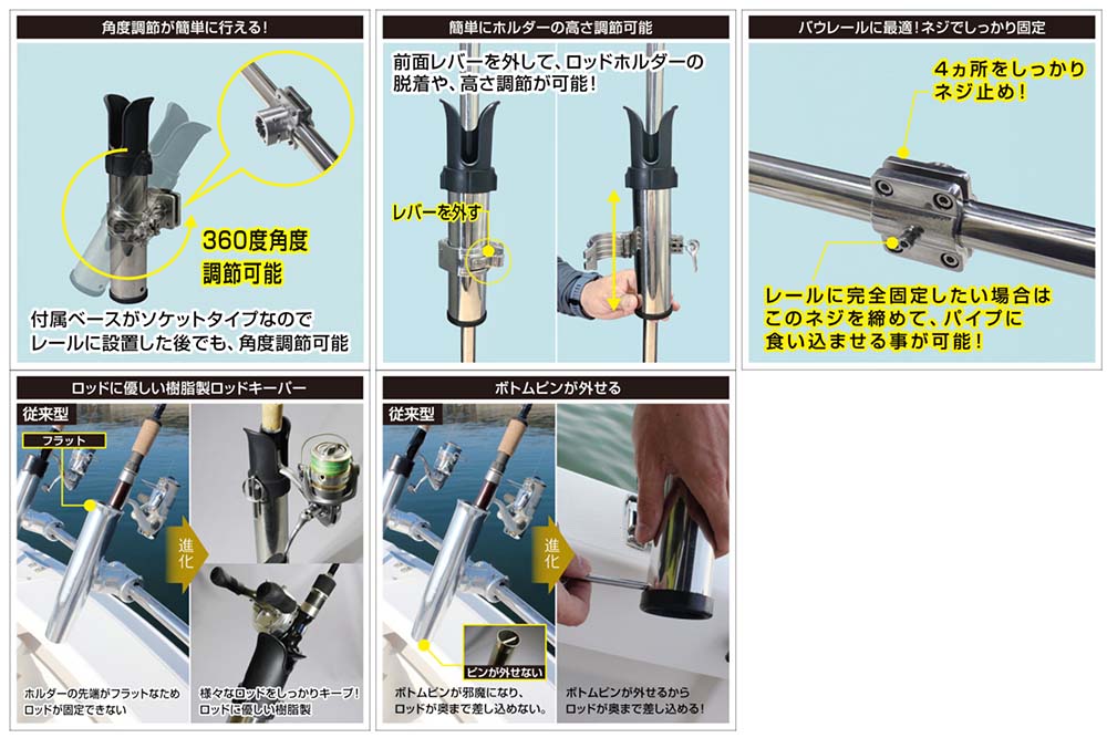 BMO　■SUSロッドホルダー（パイプクランプソケット）20Z0287 竿　船釣り　竿立て　釣り フィッシング マリンレジャー ボート 機械屋