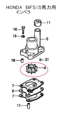 インペラーポンプHONDA　BF5用　ホンダ　5馬力用メンテナンスパーツ