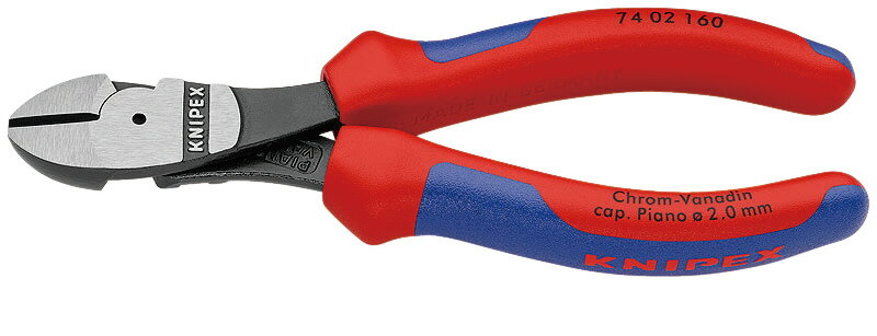 KNIPEX クニペックス 強力型斜ニッパー(硬線用) 160mm コンフォートハンドル パッケージ無 74 02 160