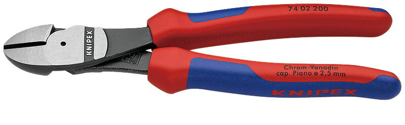 KNIPEX クニペックス 強力型斜ニッパー(硬線用) 200mm コンフォートハンドル パッケージ無 74 02 200