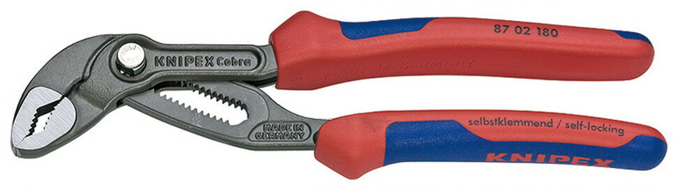 KNIPEX クニペックス コブラ ウォーターポンププライヤー 全長180mm コンフォートハンドル 8702-180SB