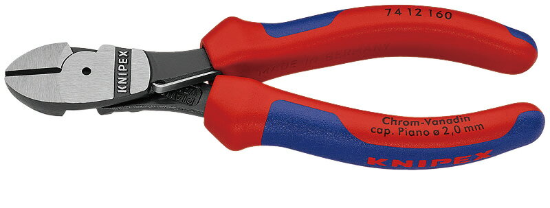 KNIPEX クニペックス 強力型斜ニッパー(バネ付) 160mm コンフォートハンドル 7412-160