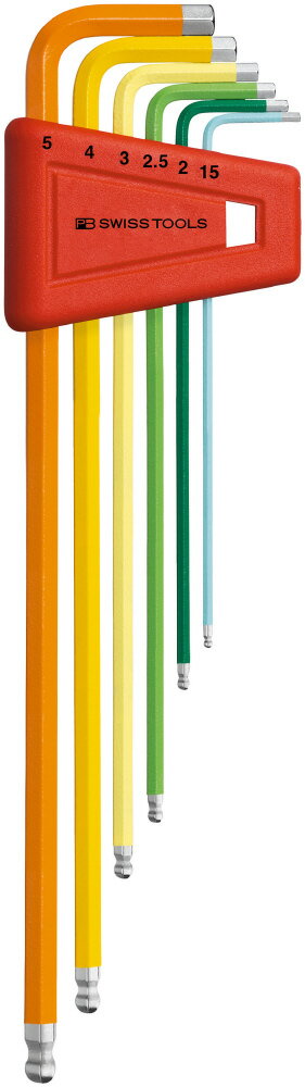 ピービースイスツールズ ボール付ロングレインボーレンチセット(パックナシ 212.LH-5RB