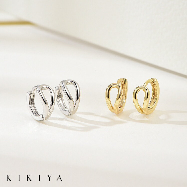 ピアス ミニ ドロップ型 フープピアス キャッチレス レディース つけっぱなし ハワイアン シルバー ゴールド k18 仕上 ニッケルフリー アクセサリー 金属...