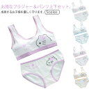 ジュニアブラ セット 2点セット キッズブラ ブラジャー ノンワイヤー ハーフトップブラ スポーツブラ ファーストブラ カップ付き 子供用 小学生 高学年 中学...