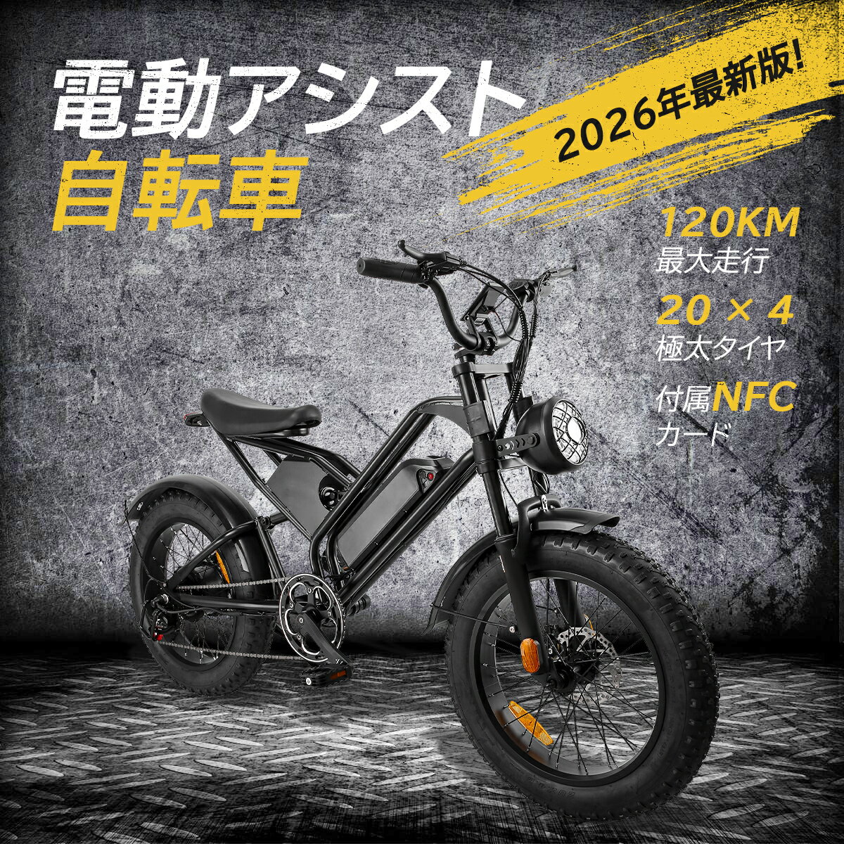「10000円クーポン配布中！！！」電動アシスト自転車 20インチ 極太タイヤ 500W 48...