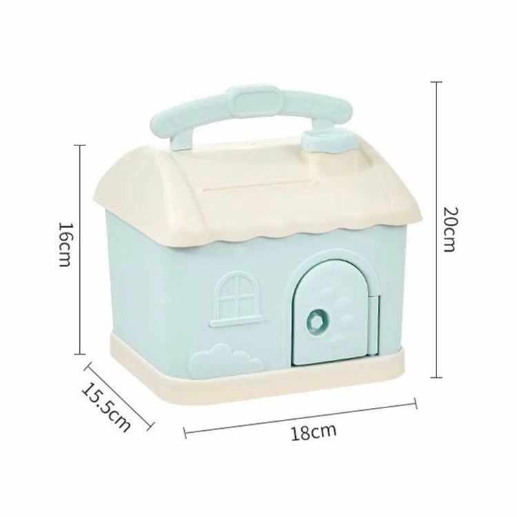 【激安販売中!】貯金箱 おしゃれ マネーバンク 子供 硬貨 コイン お札 手提げ金庫 おもちゃ 大容量 小銭投入ボックス お金 お年玉 コインバンク 鍵付き 子ども 置き物 オブジェ インテリア 選べる2色 紙幣 鍵付き 家型 可愛い 飾り付き [2]