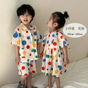 【激安販売中!】子供服 夏服 女の子/ワンピース 男の子/セットアップ 普段着 通園着 通学着 夏着 キッズ 水玉柄 上下セット ドット柄 2点セット ボーイズ...