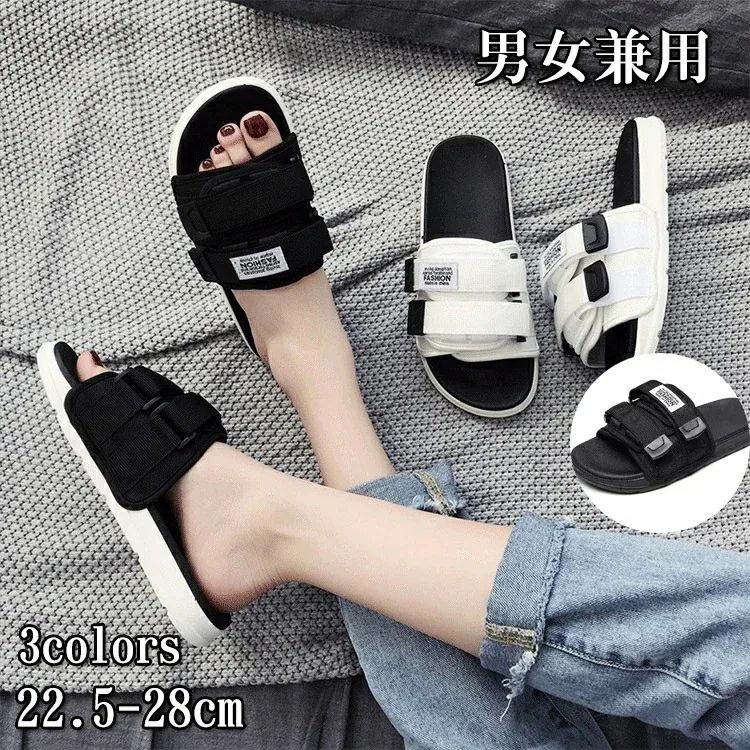 【P10倍！2150円→実質1935円 11/11まで】男女兼用スリッパ ベルクロ スリッパ 厚族スリッパ スポーツ かかとなし コンフォート ストラップ ユニセックス ぺたんこ スリッパ カジ メンズ レディース シューズ