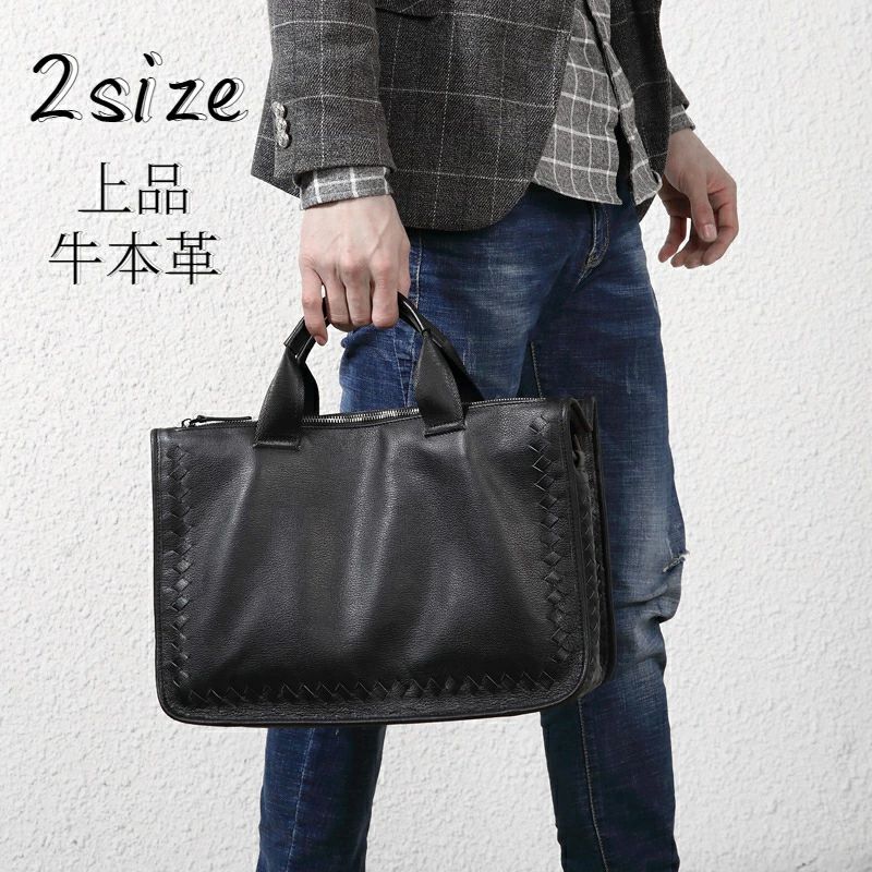 【12718円→実質12464円 P2利用! 11/27 01:59迄】ビジネスバッグ ブリーフケース メンズ おしゃれ ショルダーベルト 2way ブラック 牛本革 カバン 通勤 出張 大容量 20代 30代 40代 上品 PCケース ハンドバッグ(4)