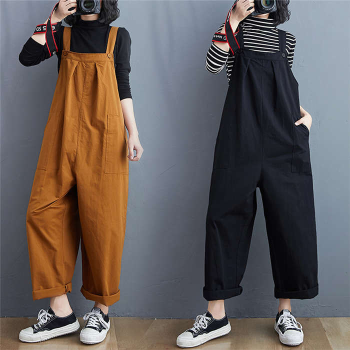 【3280円→実質3214円 P2利用! 11/27 01:59迄】オールインワン サロペット パンツ ワイドパンツ ガウチョパンツ 無地 ゆったり カジュアル 体型カバー おしゃれ 美脚 ズボン ブラック キャメル 黒 パンツ 通勤 リラックス レデイース オーバオール