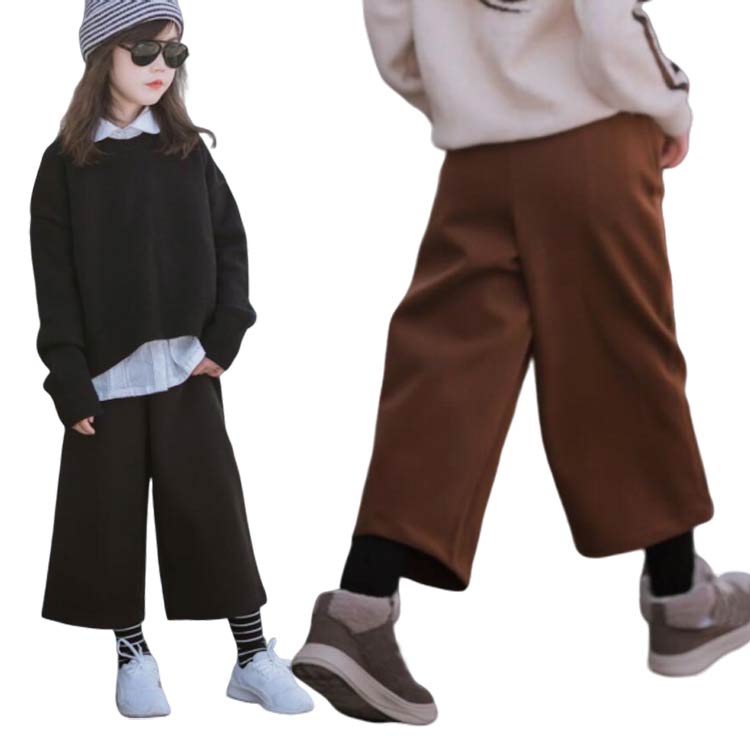 【激安販売中!】子供服　キッズ　ジュニア　パンツ　ガウチョパンツ　ボトムス　タイパンツ　ロング　九分丈　ワイドパンツ　子供 パンツ　女の子　韓国子供服　ズボン　ガールズ　通学　春 秋 冬