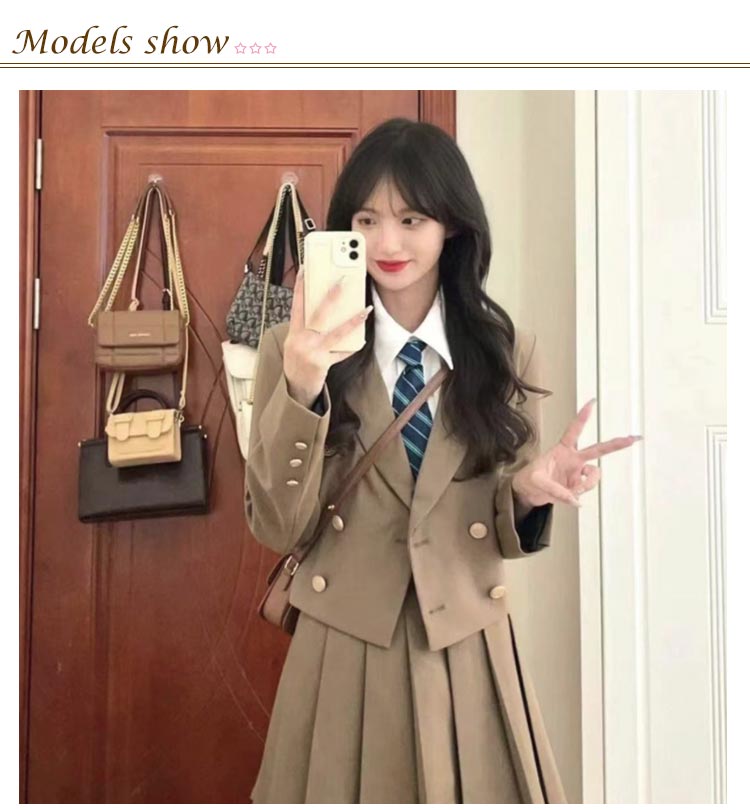 【4940円→実質4446円 P10利用! 11/19 23:59迄】ネクタイ付き 女の子 入学式 スーツ 女の子 韓国 3点セット（ブレザー＋スカート＋シャツ） スーツ 卒業式 卒業式 小学校 小学生 大きいサイズ 韓国 制服 フォーマルスーツ 卒業式 スーツ 女の子 中高生 制服 ブレザー