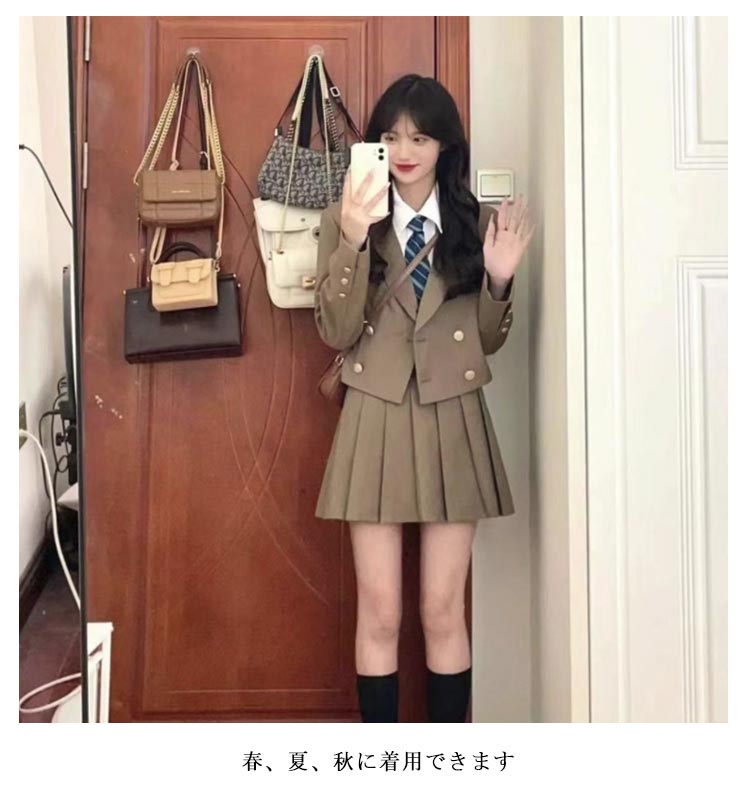 【4940円→実質4446円 P10利用! 11/19 23:59迄】ネクタイ付き 女の子 入学式 スーツ 女の子 韓国 3点セット（ブレザー＋スカート＋シャツ） スーツ 卒業式 卒業式 小学校 小学生 大きいサイズ 韓国 制服 フォーマルスーツ 卒業式 スーツ 女の子 中高生 制服 ブレザー