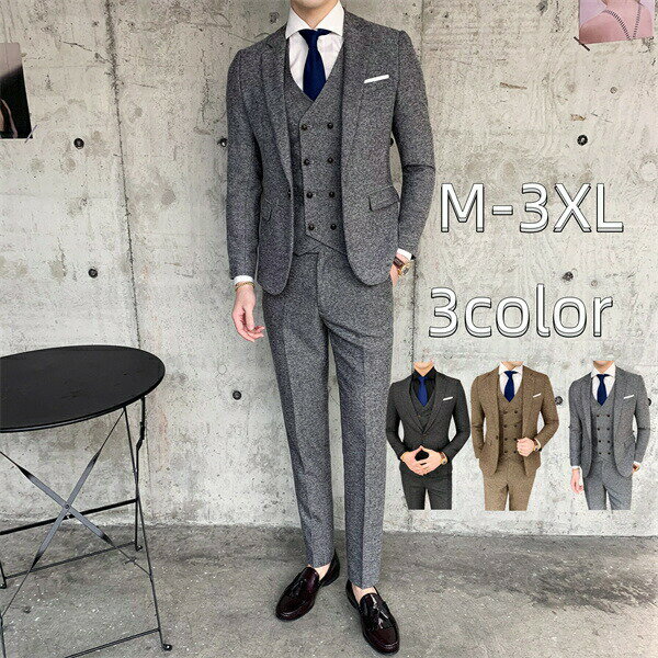 【11210円→実質10986円 P2利用! 11/27 01:59迄】メンズスーツ スリーピース セットアップ スリムスーツ カジュアル おしゃれ セレモニー...