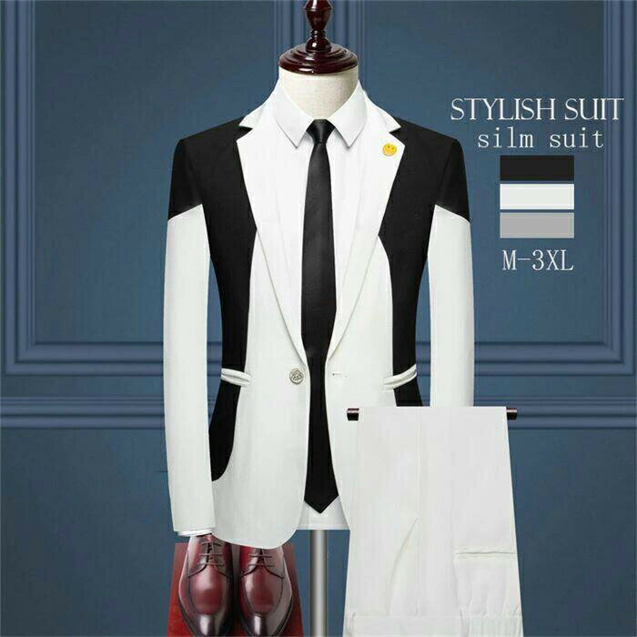 【P2倍！7888円→実質7730円 11/17まで】スーツ メンズスーツ カラーマッチ おしゃれスーツ メンズ 礼服 紳士服 スーツ カジュアル パンツスーツ 前撮り 撮影 男性 フォーマル お呼ばれ パーティー 発表会 二次会 大きいサイズ 黒 白 グレー 2点セット 結婚式 タキシード