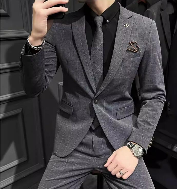 【P10!激安11/11まで】セットアップ メンズスーツ パンツスーツ タキシード カジュアルスーツ 上下セット 結婚式 紳士服 礼服 おしゃれスーツ チェック柄 春秋 夏 フォーマル 二次会 成人式 ビジネス オフィス 通勤 就職活動 面接 スリム 着心地良い スーツ メンズ