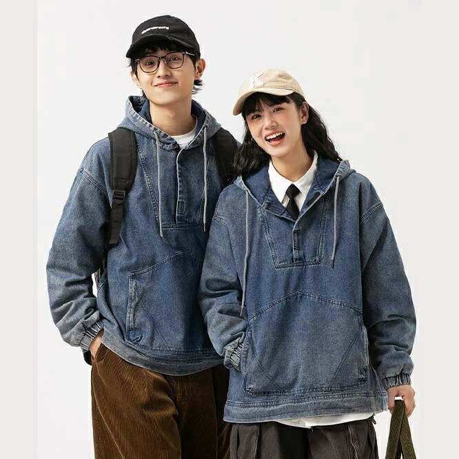 【8420円→実質8252円 P2利用! 11/27 01:59迄】 メンズ服 男女兼用 デニム パーカー トップス カジュア..