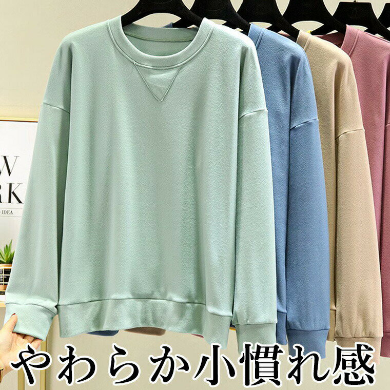 【半額!スーパーSALE】シンプル小慣れ感 40代 50代 くすみカラー スエット リブ トレーナー ビッグシルエット オーバーサイズ 大きいサイズ メンズ レ...