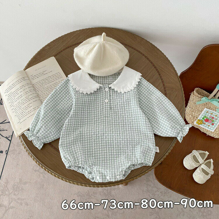 【2200円→実質2156円 P2利用! 11/27 01:59迄】ベビー服 ロンパース チェック柄 長袖ロンパース 出産お..