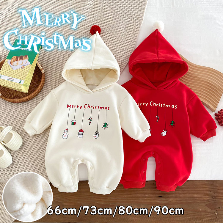 【2980円→実質2920円 P2利用! 11/27 01:59迄】ベビー服 カバーオール クリスマス ロンパース ベージュ ..