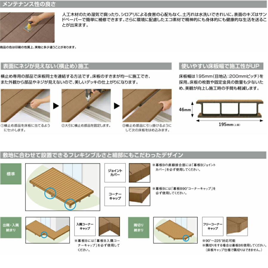 【楽天リフォーム認定商品】 LIXIL レストステージ　ウッドデッキ 2間 6尺 ロング束柱 キャップ仕様 LIXIL 人工木材　見積込み　工事費込み