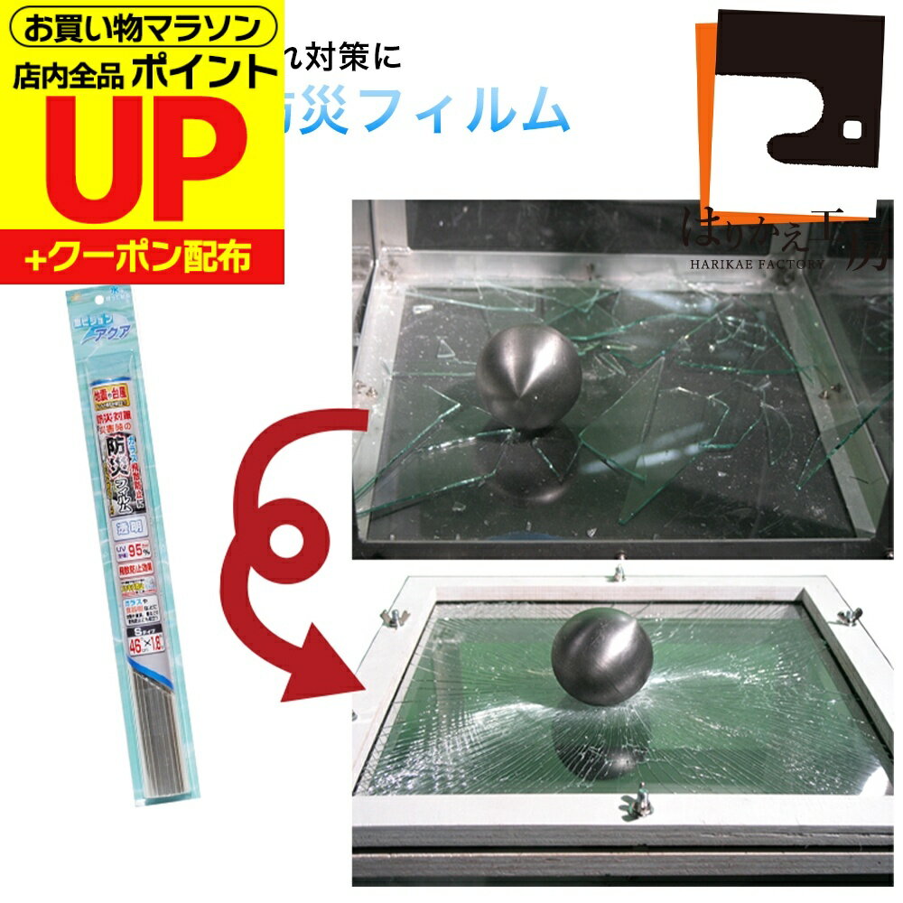 【公式】防災フィルム 46cm×1.8m巻 透明 窓ガラス ハードコートキズ防止 PH-S01 飛散防止 台風 震災 窓 食器棚 UV 紫外線99％カット 水を使って貼る(3.0)