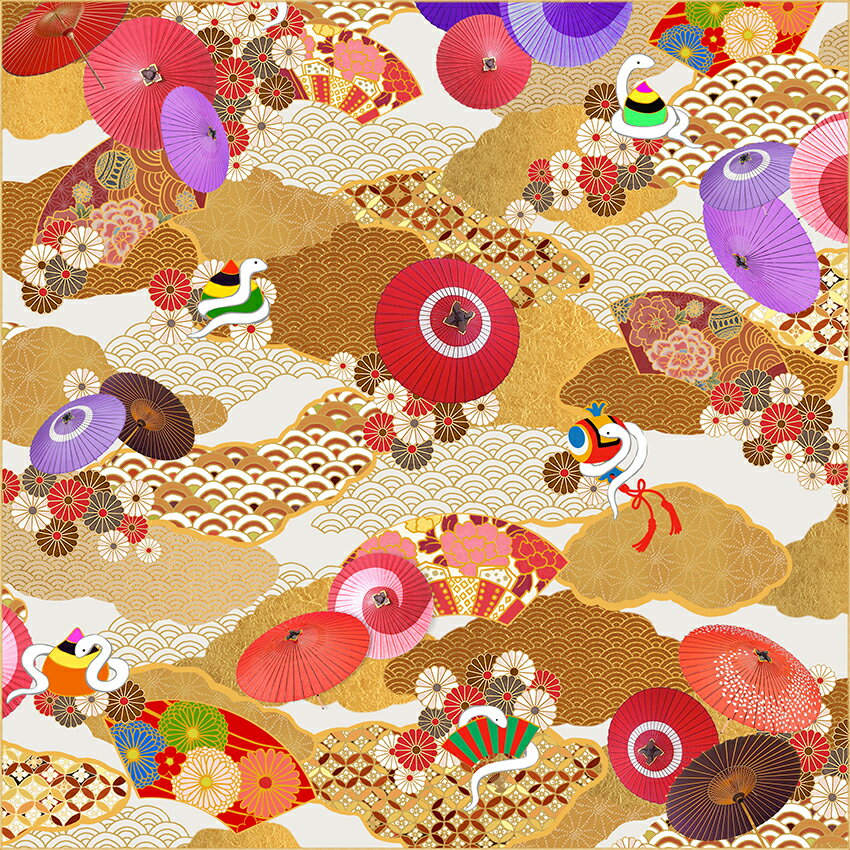 トレシーお年賀クロス 2025年巳 和調吉祥白蛇 厄除け蛇の目柄 サイズ（大）[新着][ メガネ拭き（クロス） メガネクロス ]【楽ギフ_包装】