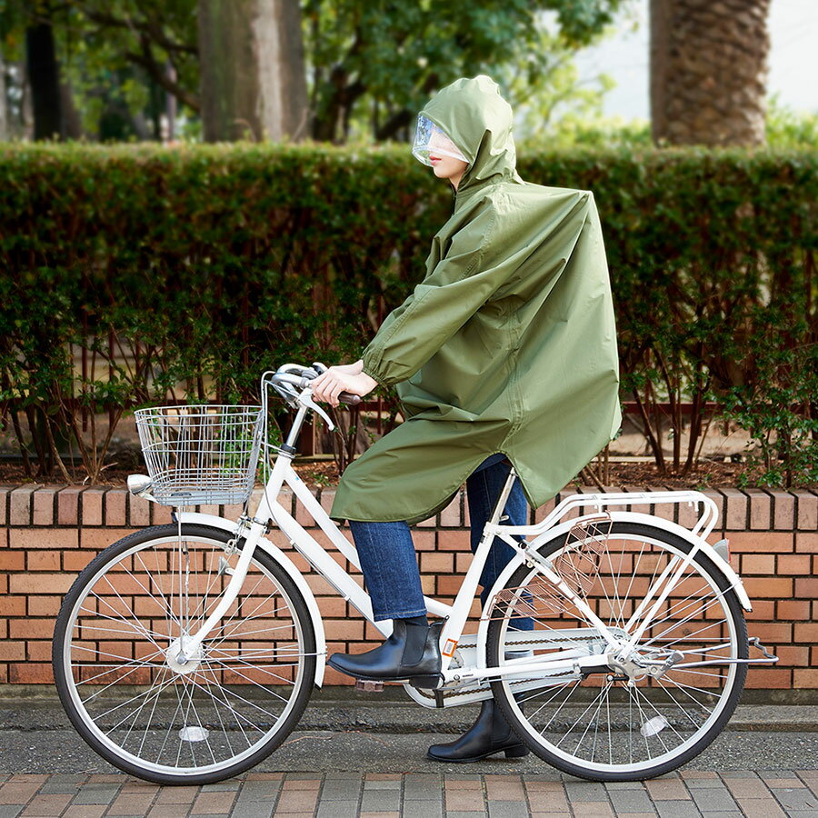 レインコート ビッグサイズ ゆったり防水レインコート カーキ