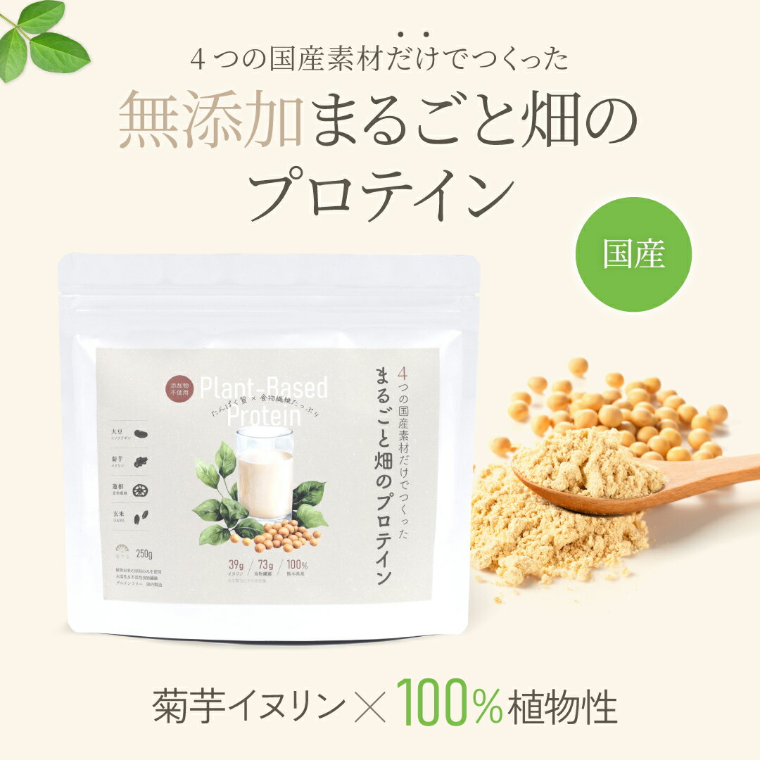 [初回お試し] 国産 無添加 ソイプロテイン 菊芋入り まるごと 畑のプロテイン 250g 大豆 プロテイン 食物繊維 国内製造 人工甘味料不使用 イヌリン パウダー