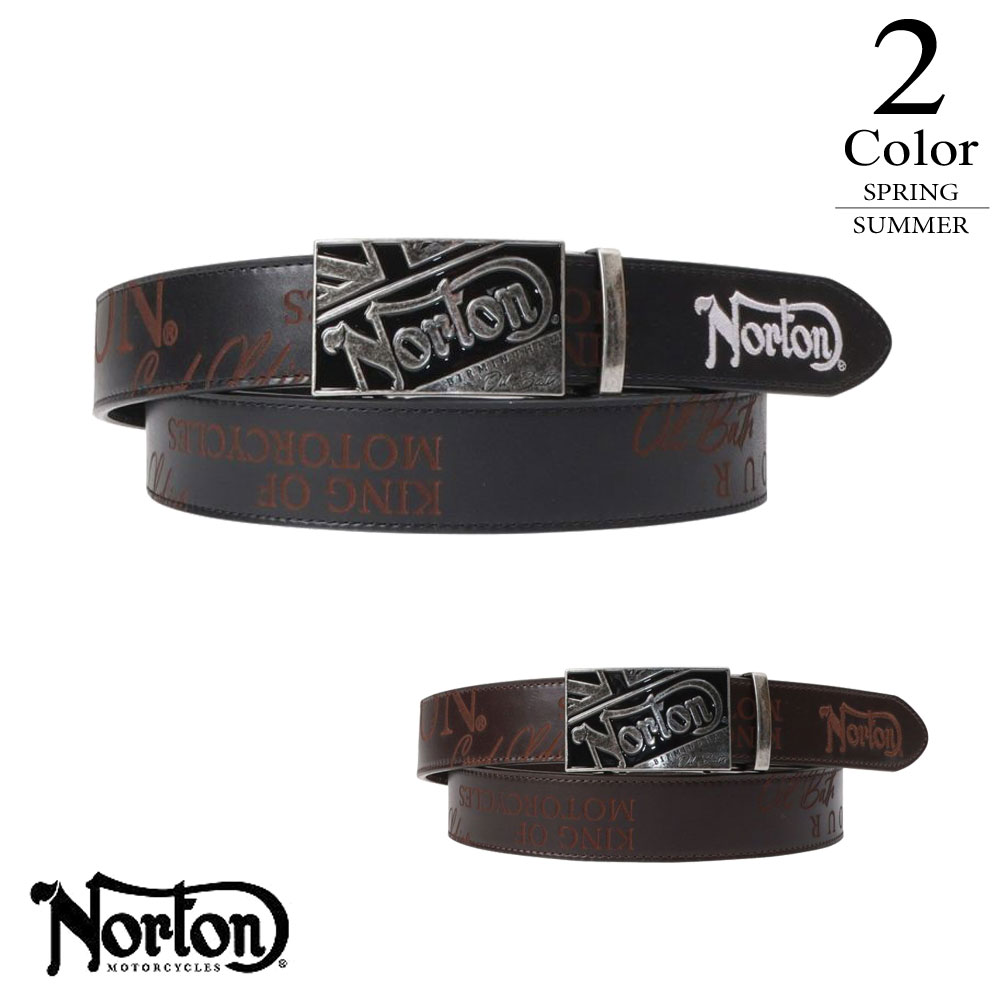 【P5倍】ノートン JAPAN本革レーザー総柄ホールレスバックルベルト 252n8102 【F(全長119cm):メンズ】NORTON ベルト メンズ【バイカー】【ライダー】【イギリス】【2025新作】【期間限定クーポン】