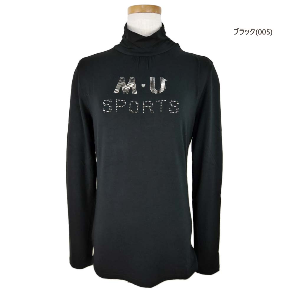 ▼長袖ハイネックシャツ〔ラインストーン〕 【40/42/44寸：レディース】MUスポーツ エムユー スポーツ M.U SPORTS MUSPORTS ウエサコからMUへ ゴルフ シャツ レディース【秋冬モデル】【SALE】 701c6406