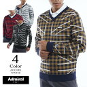 ▼Vネックニット〔UJチェック〕 アドミラルゴルフ Admiral GOLF ゴルフウェア セーター メンズ adma268