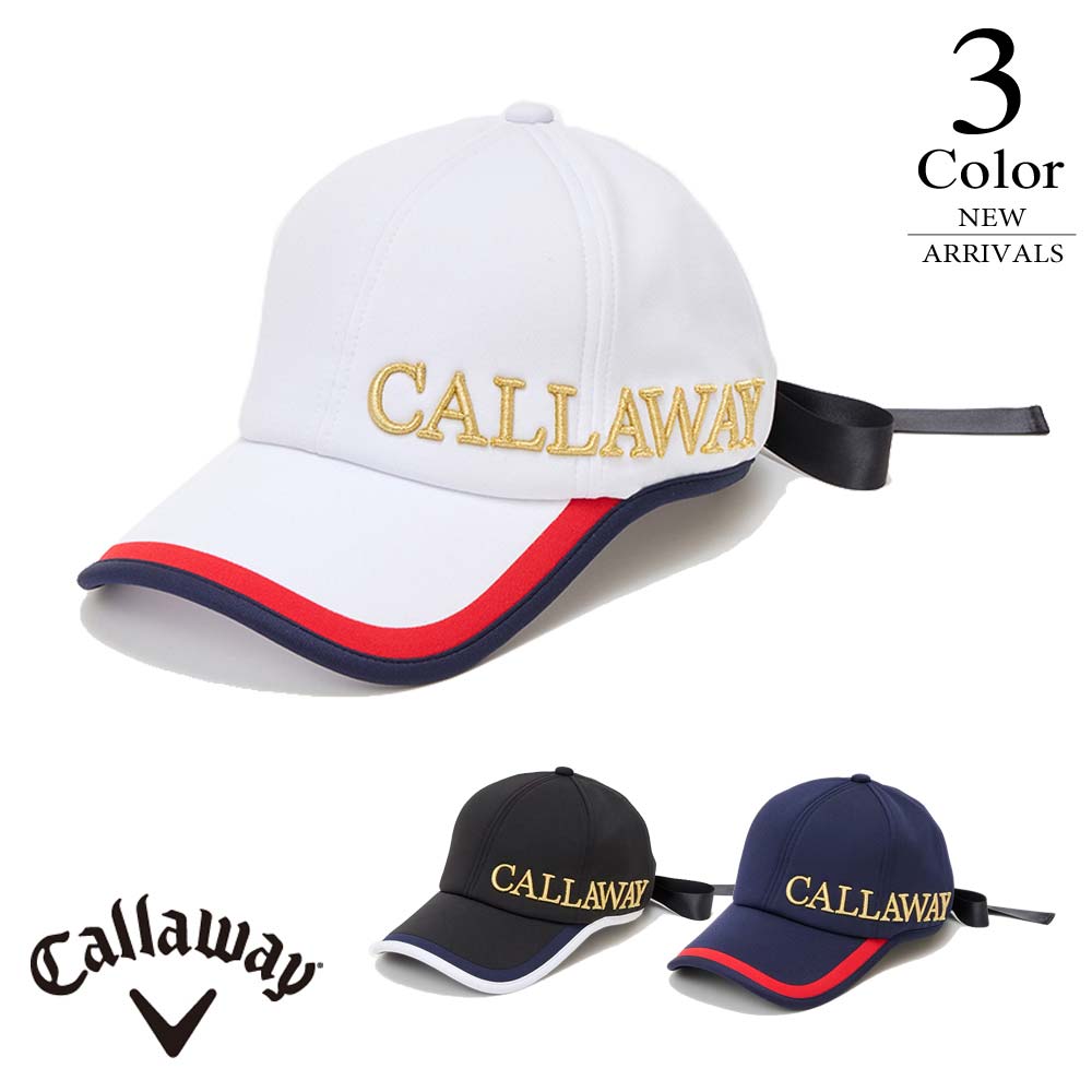 ▼リボン付きキャップ〔ポリエステルスムース〕 キャロウェイ ゴルフ Callaway 有名プロ着用ブランド ゴルフ 帽子 レディースc23291203