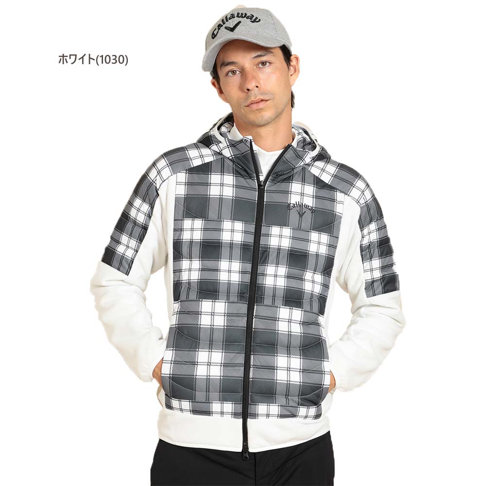 【期間限定クーポン配布中】▼フルジップ中綿スウェット〔チェックプリント〕 【M/L/LL寸：メンズ】キャロウェイ ゴルフ Callaway 有名プロ着用ブランド ゴルフウェア アウター メンズ【秋冬モデル】【60％OFF】【SALE】c23217109