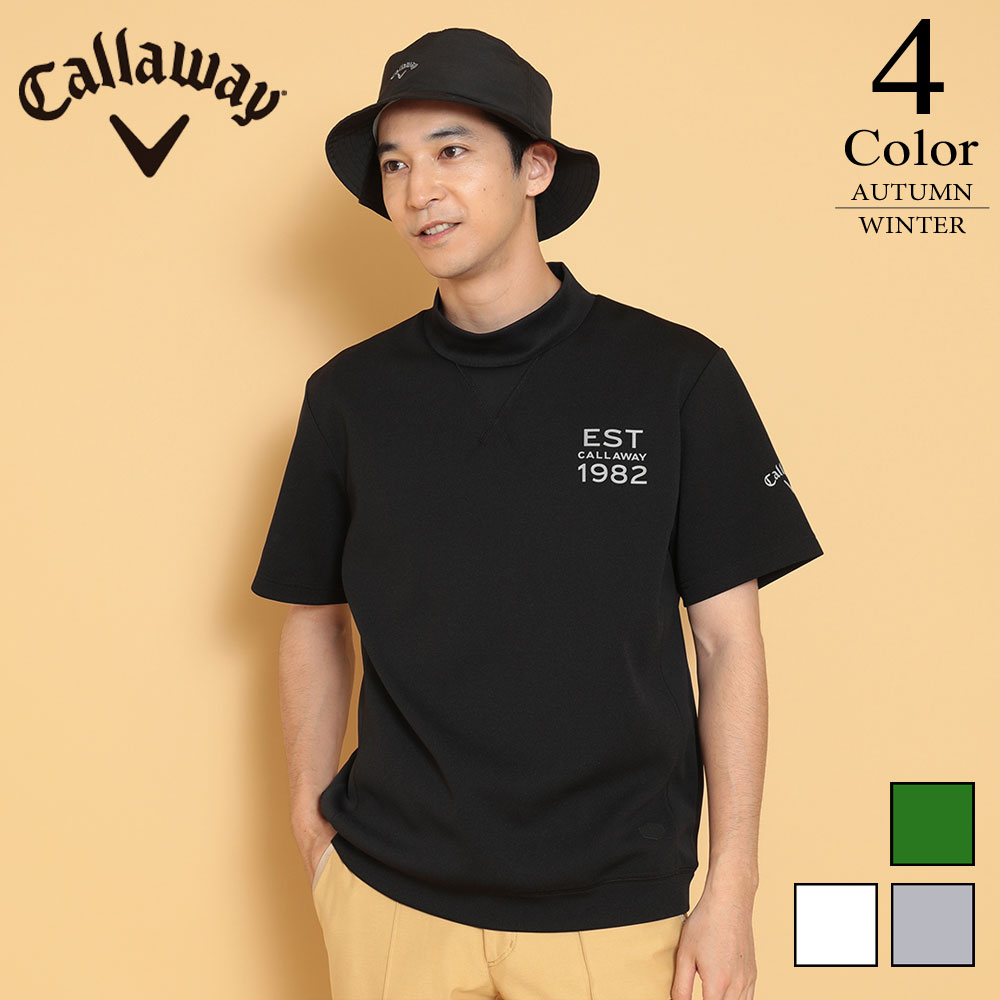 【ポイント10倍】【期間限定クーポン配布中】 【メール便・ゆうパケット】▼半袖モックネックスウェット〔ハーフゲージ〕 【L寸：メンズ】キャロウェイ ゴルフ Callaway 有名プロ着用ブランド ゴルフウェア トレーナー メンズ【2024秋冬新作モデル】 c24217104