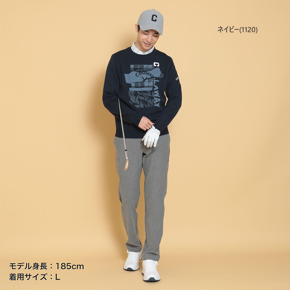 ▼ニット〔コラージュ柄〕 【M/L/LL寸：メンズ】キャロウェイ ゴルフ Callaway 有名プロ着用ブランド ゴルフウェア セーター メンズ【SALE】 N c24218104