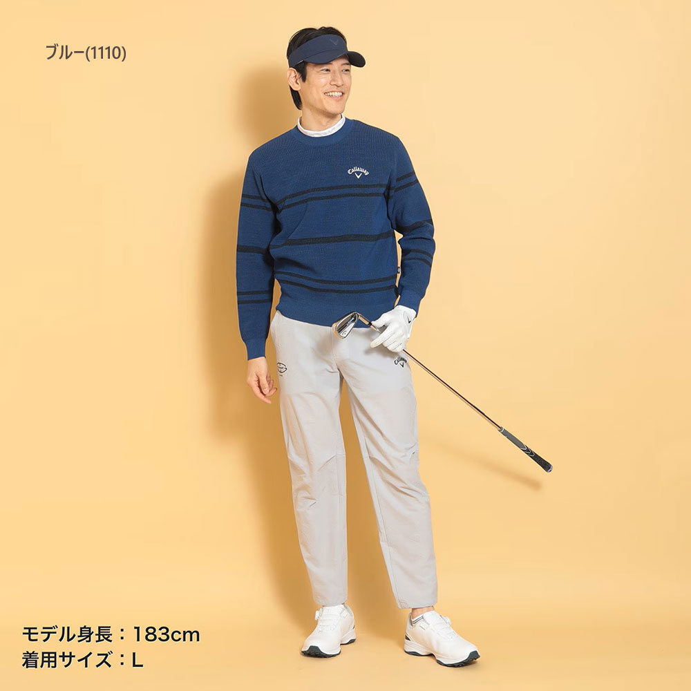 【セール/40％OFF】キャロウェイ ゴルフウェア クルーネックニット〔片畦〕c25118101 【M/L/LL/3L寸：メンズ】 ゴルフ キャロウエイ ゴルフウエア セーター メンズ【2025春夏新作】 【期間限定クーポン】【メール便】