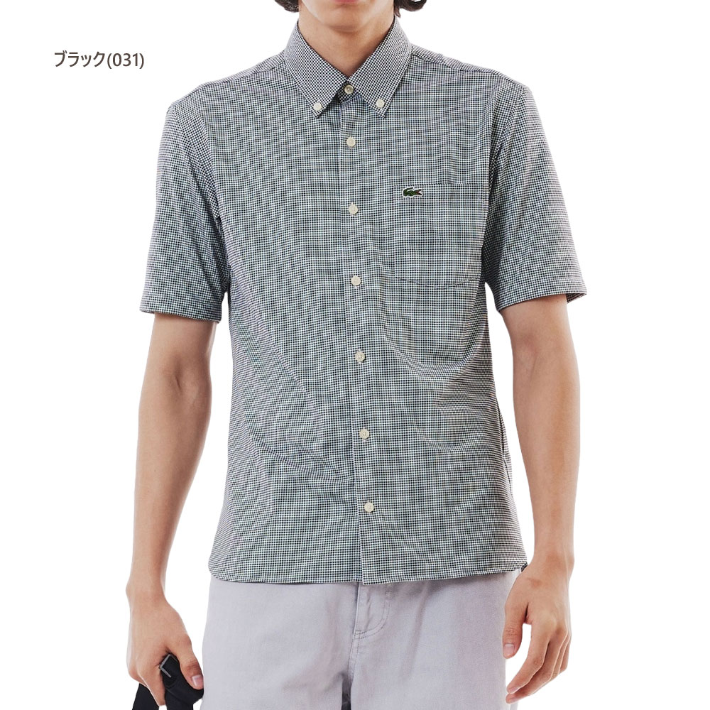 【セール】ラコステ ゴルフウェア ジャージシャツ〔マイクロチェック〕 ch6414-99 【40(M寸)：メンズ】ラコステ LACOSTE ゴルフウエア シャツ メンズ【2025春夏新作】【期間限定クーポン】【メール便】