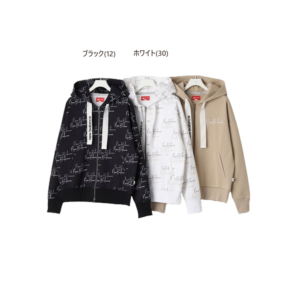 【P3倍】ニューバランス ゴルフウェア フルジップフーディ〔モノグラムプリント〕0125262502 【1/2寸：レディース】New balance GOLF ゴルフウエア トレーナー レディース【2025秋冬】